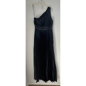 JS Collections WMN Evening Gown 8 Navy Empire Waist‎ Pleated Whimsygoth Y2K Rare